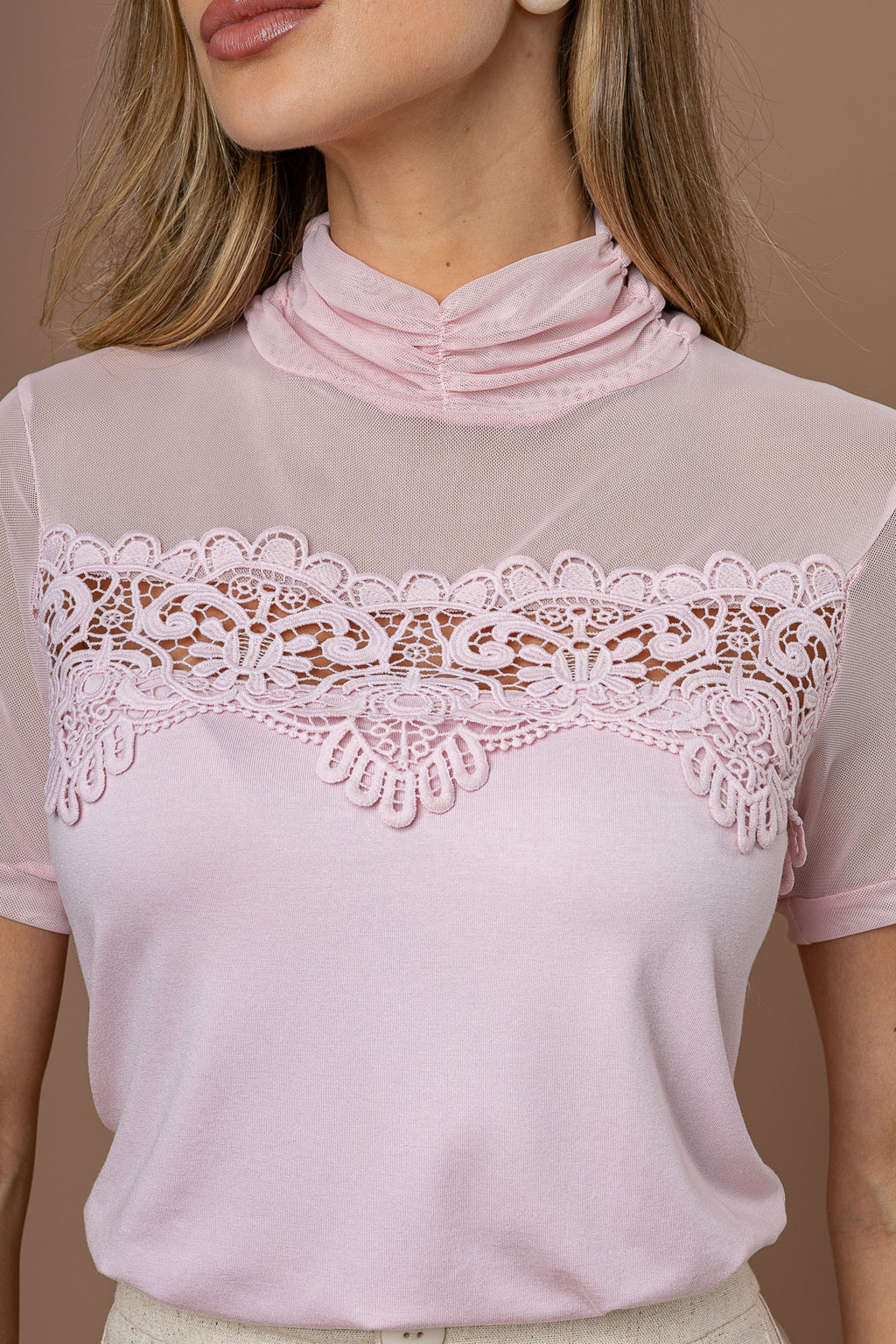 TSHIRT TULE COM VISCOLYCRA E RENDA