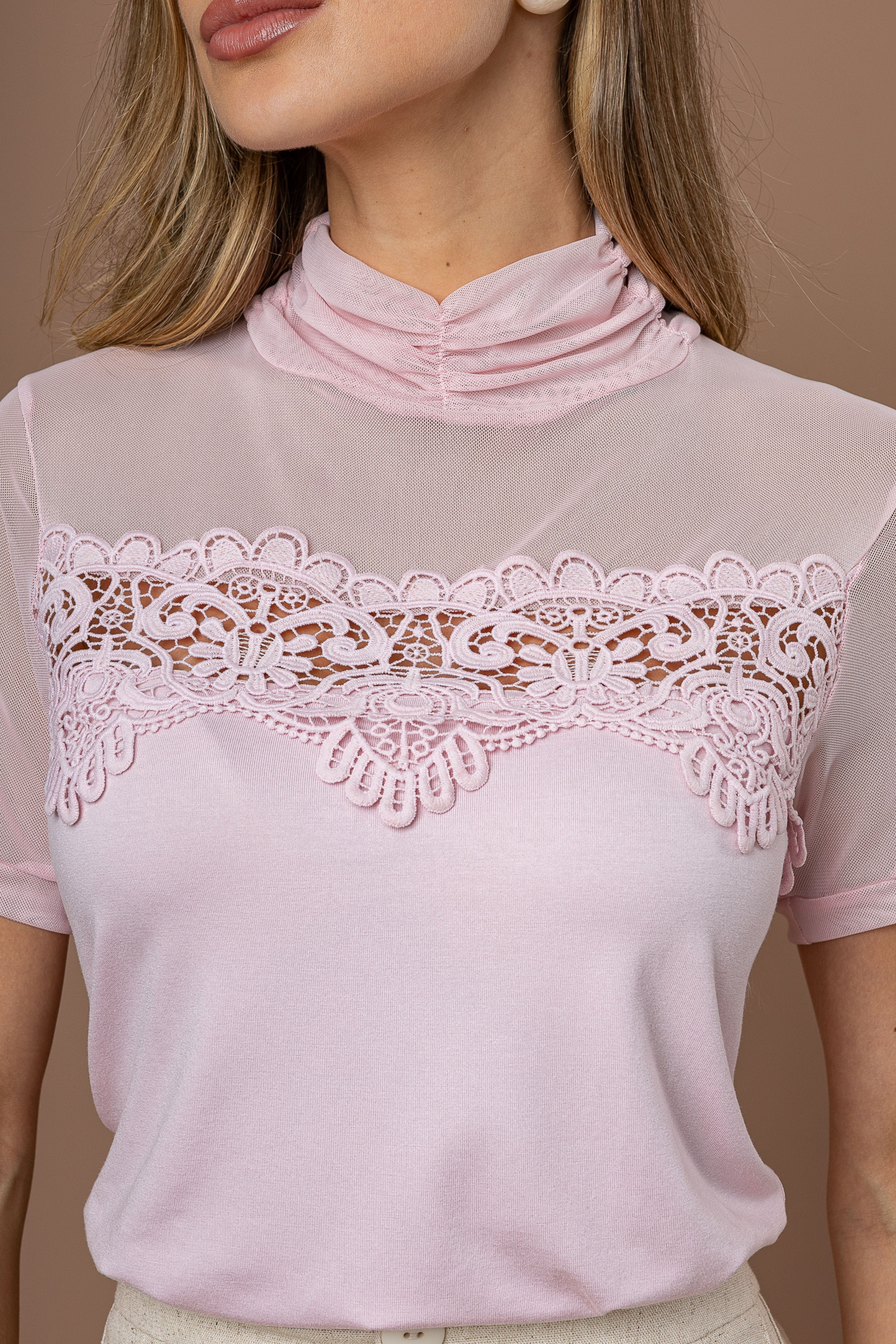 TSHIRT TULE COM VISCOLYCRA E RENDA