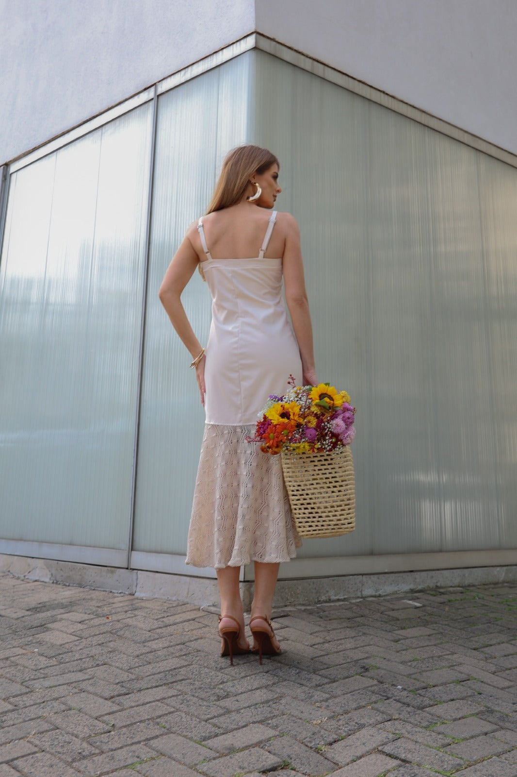 VESTIDO LONGO SARJA COM CROCHET