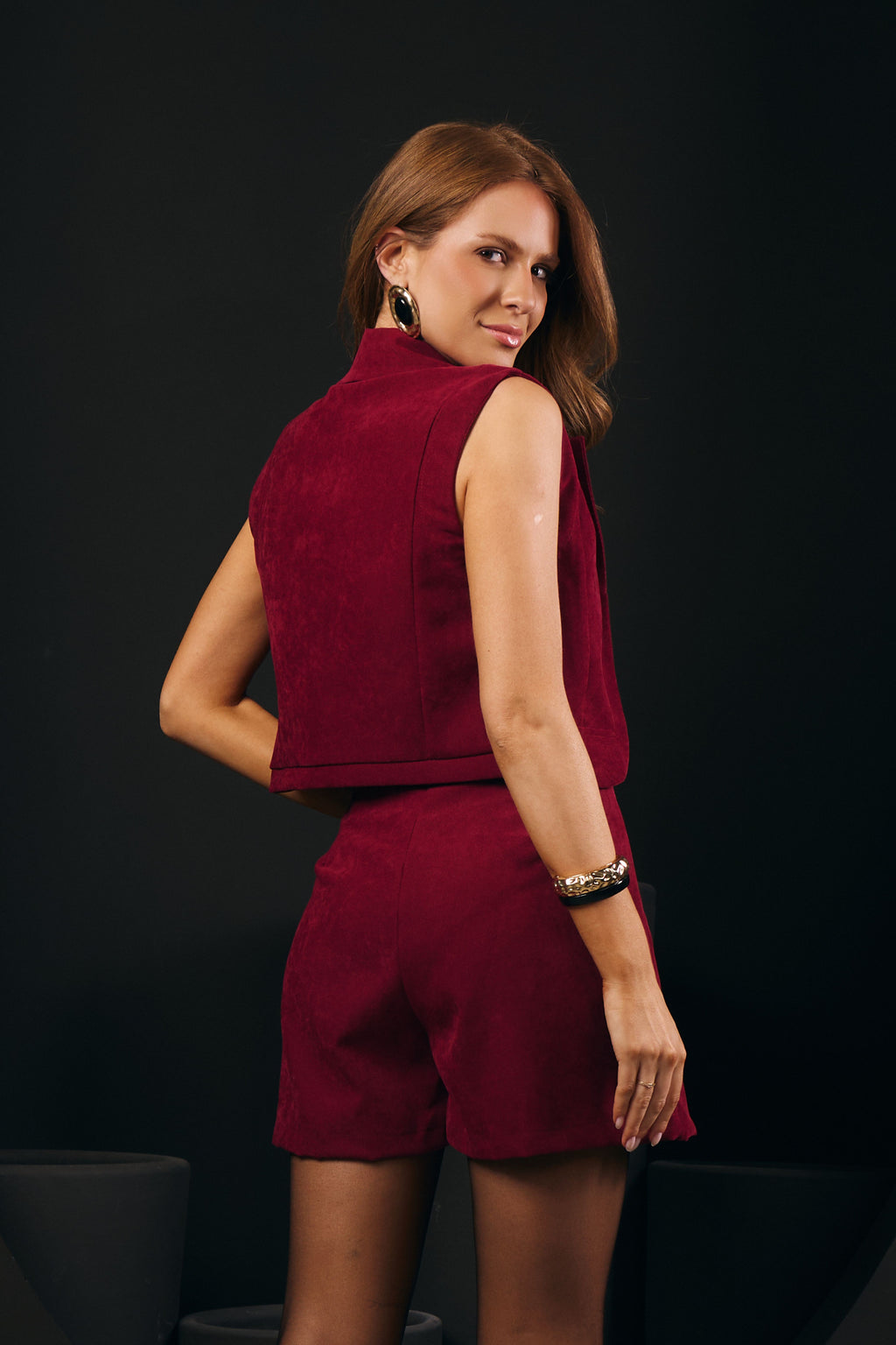 COLETE  SARJA AVELUDADA MERLOT