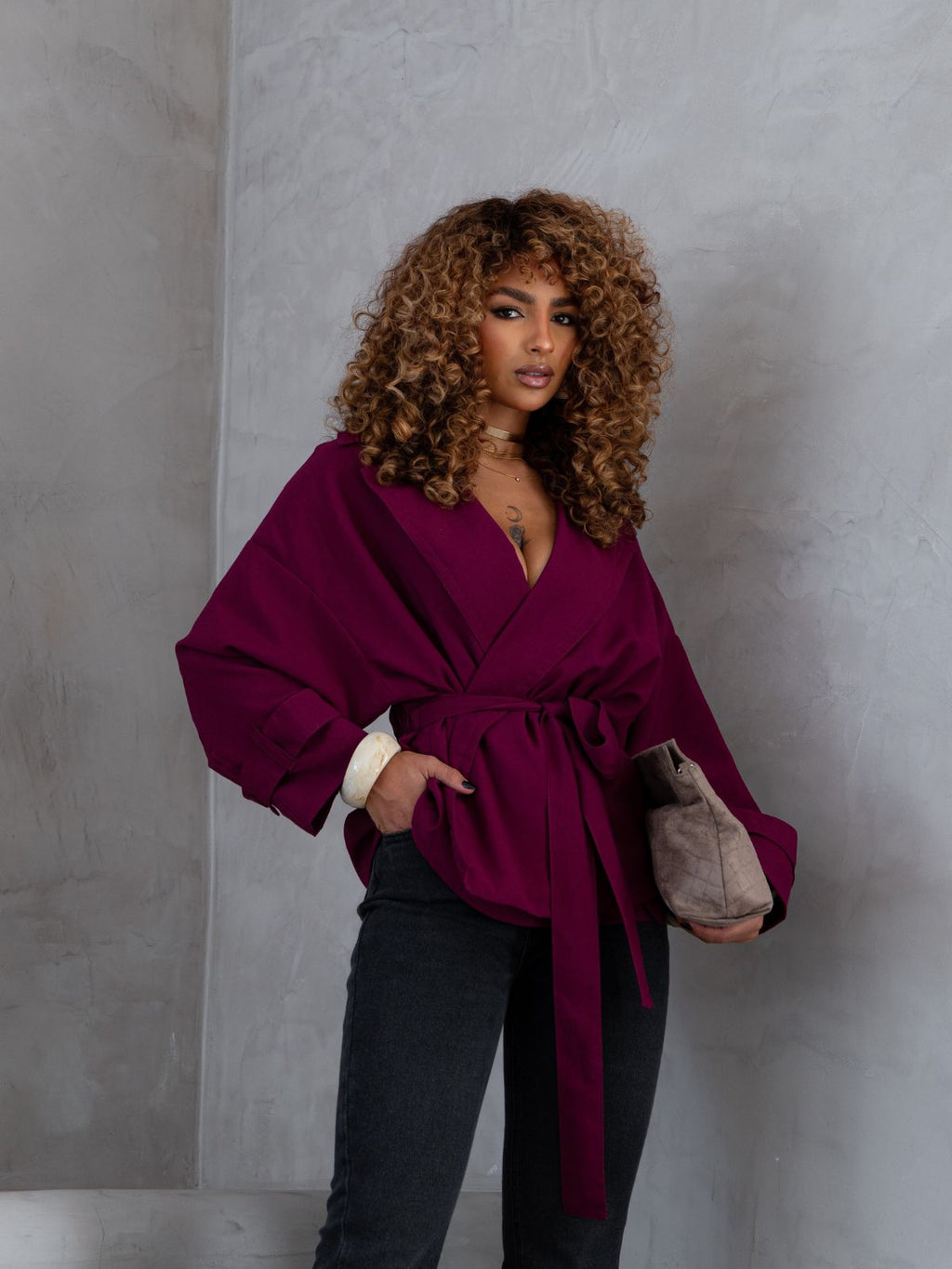 Jaqueta Feminina Alfaiataria Oversized Casual Cós com Elástico Minimalista | Clubsoda