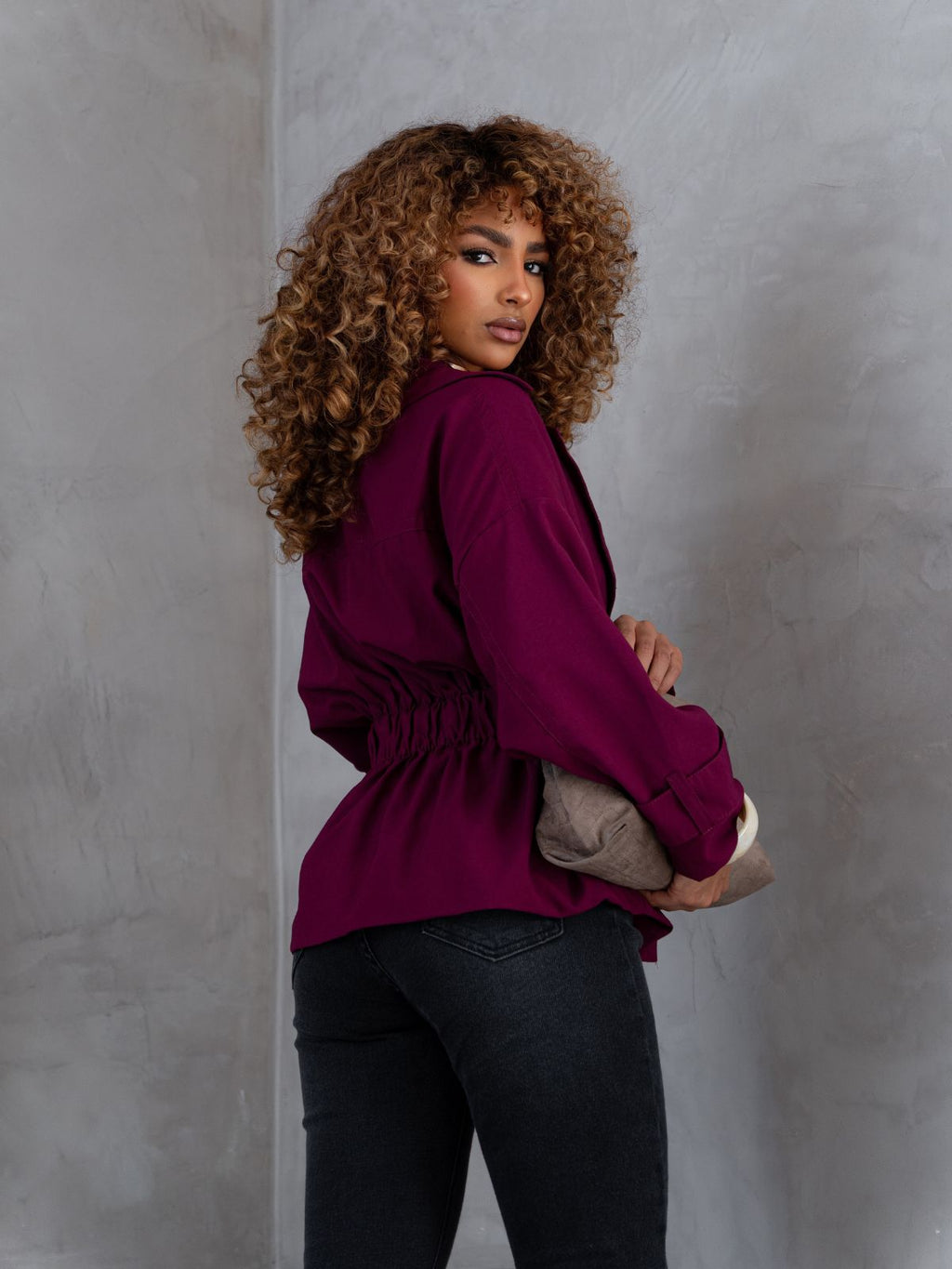 Jaqueta Feminina Alfaiataria Oversized Casual Cós com Elástico Minimalista | Clubsoda