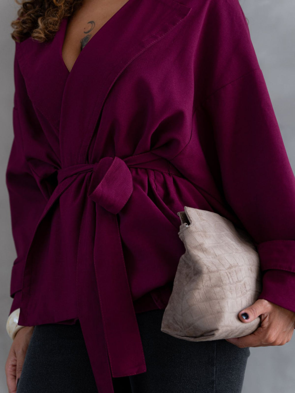 Jaqueta Feminina Alfaiataria Oversized Casual Cós com Elástico Minimalista | Clubsoda