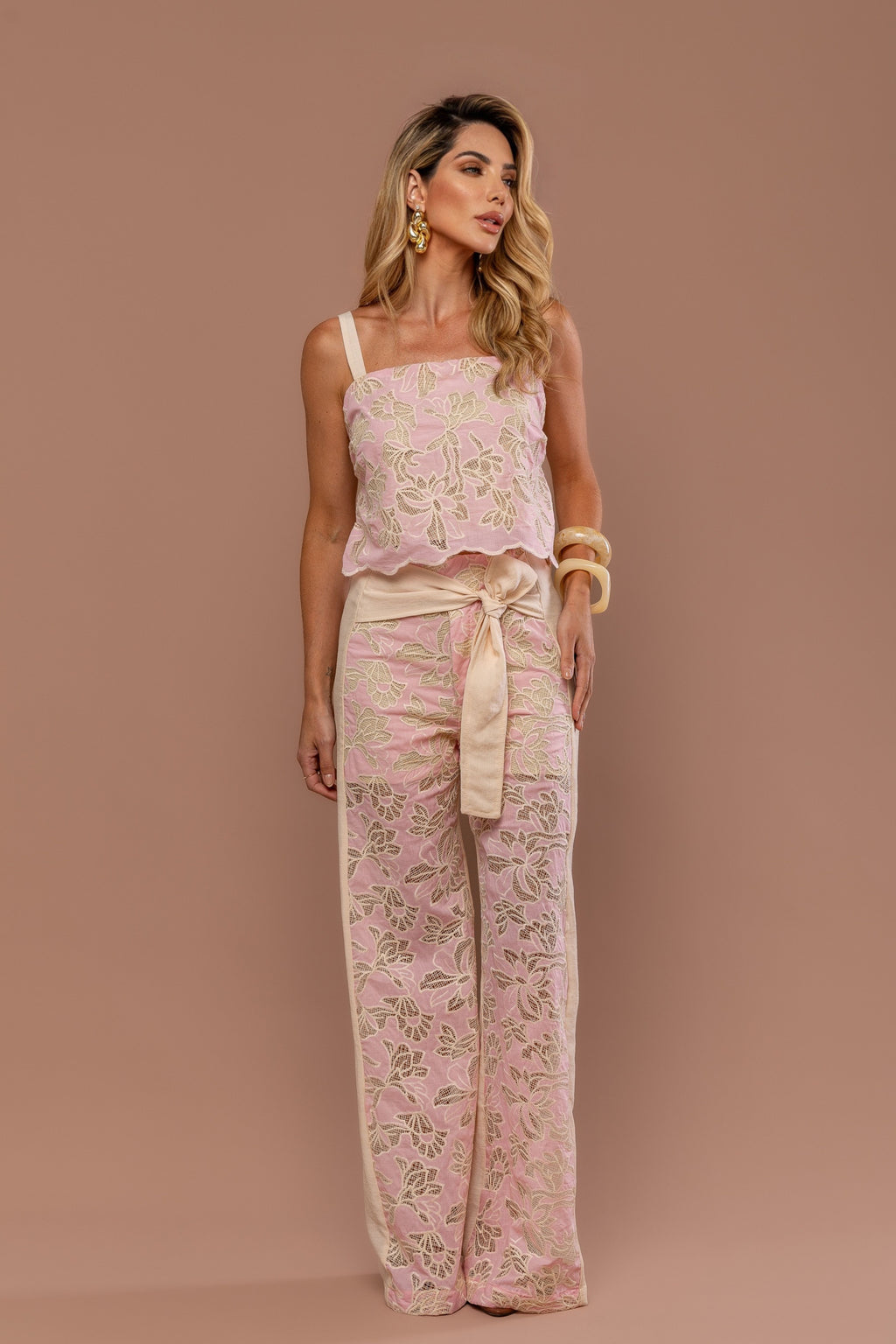 CONJUNTO LAISE ROSA COM CREPE