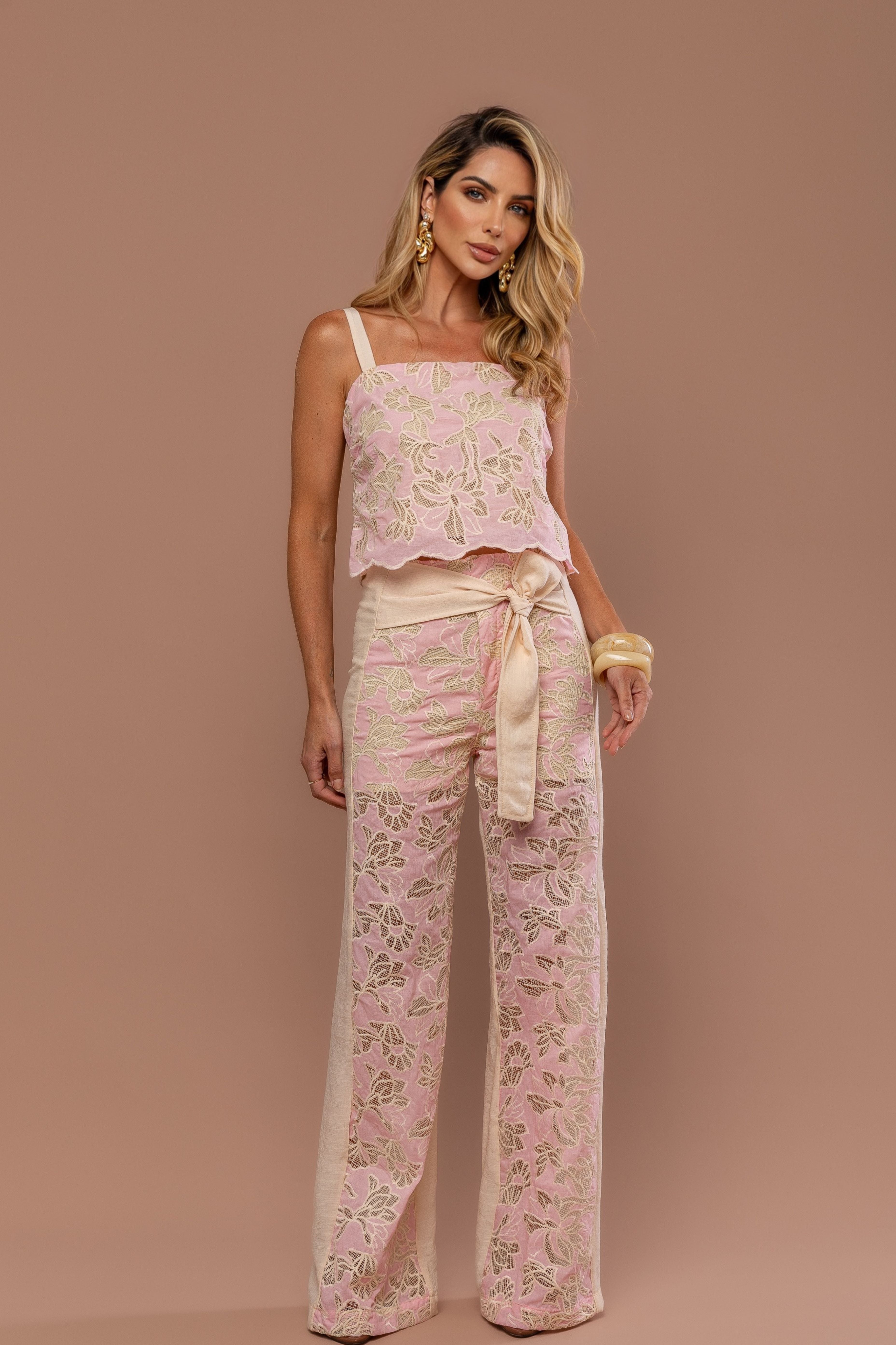 CONJUNTO LAISE ROSA COM CREPE