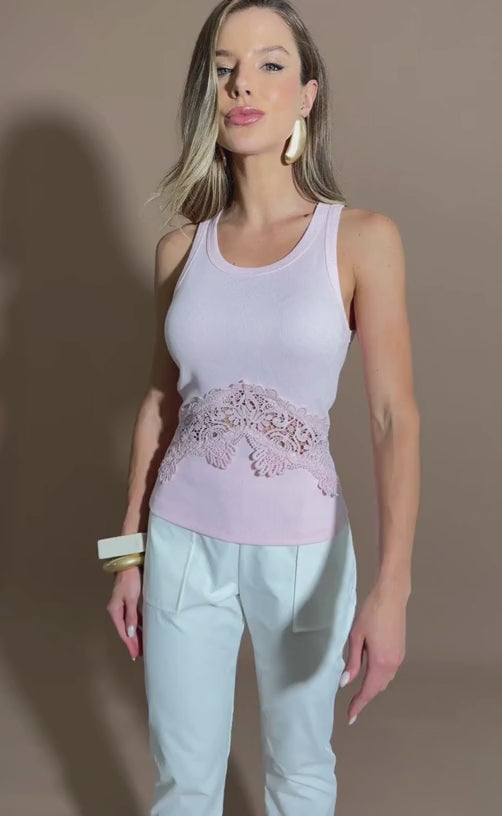 REGATA RIB COM GUIPURE ROSA