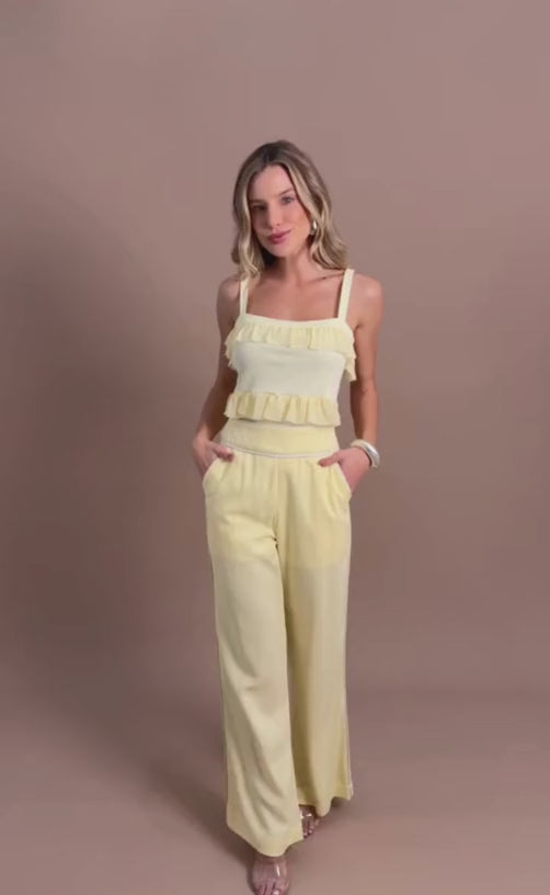 CALÇA WIDE LEG COM VIVOS